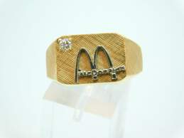 McDonald's 14K Yellow Florentine Gold 0.10 CT Diamond Ring 16.2g