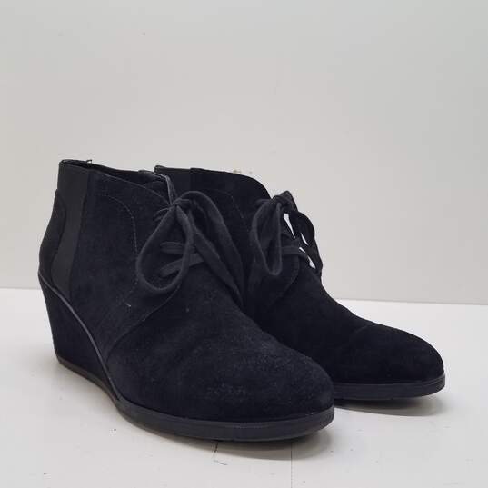 Franco Sarto Black Suede Wedge Ankle Boots Women's Size 8.5 M image number 3