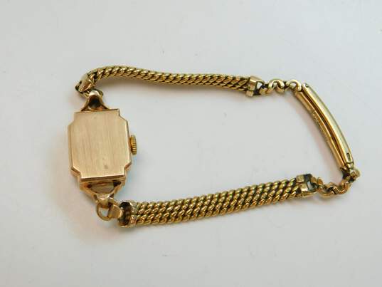 Ladies Vintage Longines 14K Gold Case Gold Filled Band 17 Jewels Watch 15.6g image number 10