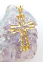 14K Yellow Gold Etched Cut Out Cross Pendant 0.9g image number 3
