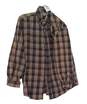 Mens Brown Plaid Long Sleeve Casual Button Up Shirt Size Large image number 1