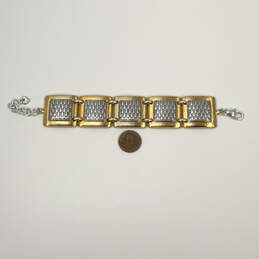 Designer Brighton Two Tone Wide Square Panel Chain Bracelet With Dust Bag