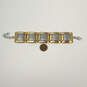 Designer Brighton Two Tone Wide Square Panel Chain Bracelet With Dust Bag image number 1