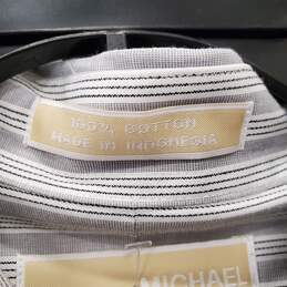 Michael Kors Men Gray Stripe Button Up Shirt XL alternative image