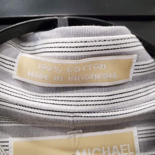 Michael Kors Men Gray Stripe Button Up Shirt XL image number 2