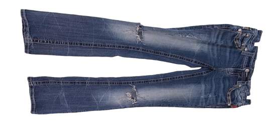 Womens Blue Slim Fit Distressed Stretch Boot Cut Denim Jeans Size 24 image number 1