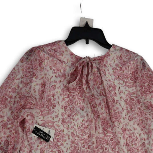 NWT Womens Pink Floral V-Neck Long Sleeve Shift Dress Size X-Large image number 4