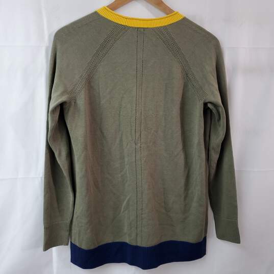 Talbots Button Up Green/Yellow Sweater Petite SM NWT image number 2