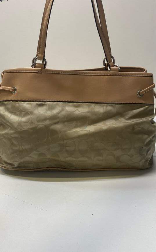 COACH 32702 Beige Signature Sateen Tote Bag image number 2
