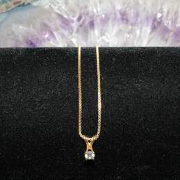 14K Yellow Gold 3mm Round Diamond Solitaire Pendant Necklace - 1.90g