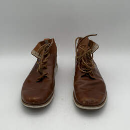 Mens Brown Leather Round Toe Classic Lace-Up Ankle Chukka Boots Size 11
