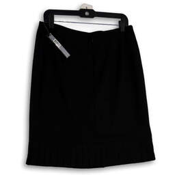 NWT Womens Black Pleated Hem Back Zip Straight & Pencil Skirt Size 10