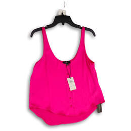 NWT Womens Pink Sleeveless Scoop Neck Button Front Tank Top Size Small