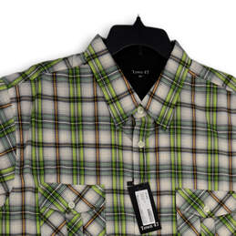 NWT Mens Green Plaid Spread Collar Short Sleeve Button-Up Shirt Size 2X