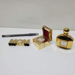 x3 VTG. Miniature Brass Figurines Gift Box W/Photo Frame++ Untested P/R