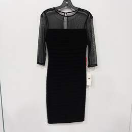 Adrianna Papel Women's 3/4 Sheer Sleeve Black Midi Dress Size 4