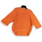 Womens Orange Knitted Crew Neck Long Sleeve Pullover Sweater Size Small image number 1