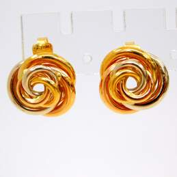 18K Tri Color Gold Knot Stud Earrings 6.4g alternative image
