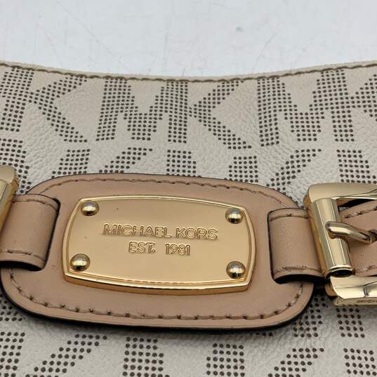 Michael Kors Womens White Tan Monogram Adjustable Strap Crossbody Bag Purse image number 5