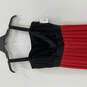 NWT Womens Black Red Sleeveless Wide Strap Pleated Sweatheart Neck Maxi Dress Size 4 image number 3