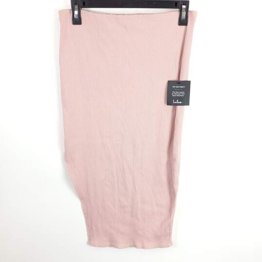 Lulus Women Pink Ribbed Midi Skirt L NWT image number 1