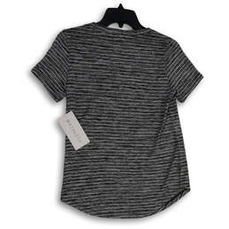 NWT Womens Gray Black Striped V-Neck Short Sleeve Activewear Top Size XSP alternative image