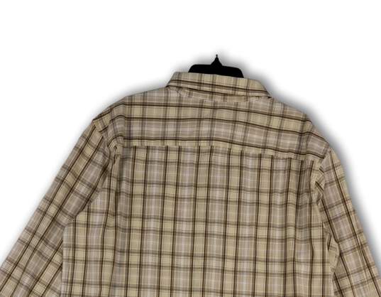 NWT Mens Brown Plaid Collared Long Sleeve Pocket Button-Up Shirt Size XL image number 4