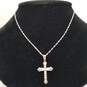 NG CRG 14K White Gold Cubic Zirconia Cross Pendant Necklace 4.5g image number 2