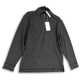 NWT Mens Gray Tight Knit 1/4 Zip Long Sleeve Pullover Sweatshirt Size S