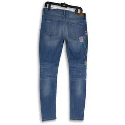 NWT Express Womens Blue Denim Floral Distressed Skinny Leggings Jeans Size 10R alternative image