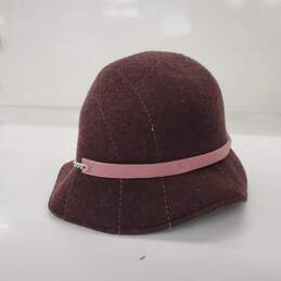 Charter Club Pink Trim Brown Wool Women's Bucket Hat NWT alternative image