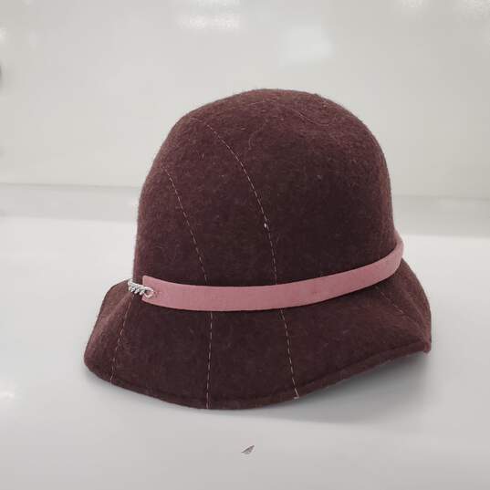 Charter Club Pink Trim Brown Wool Women's Bucket Hat NWT image number 2