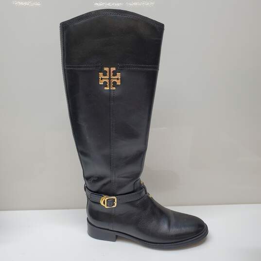 Tory Burch ELOISE Black Leather Knee High Tall Riding Boot Sz 6.5 image number 2