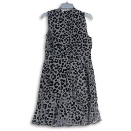 NWT Womens Black Animal Print Ruffle Sleeveless A-Line Dress Size 6 alternative image