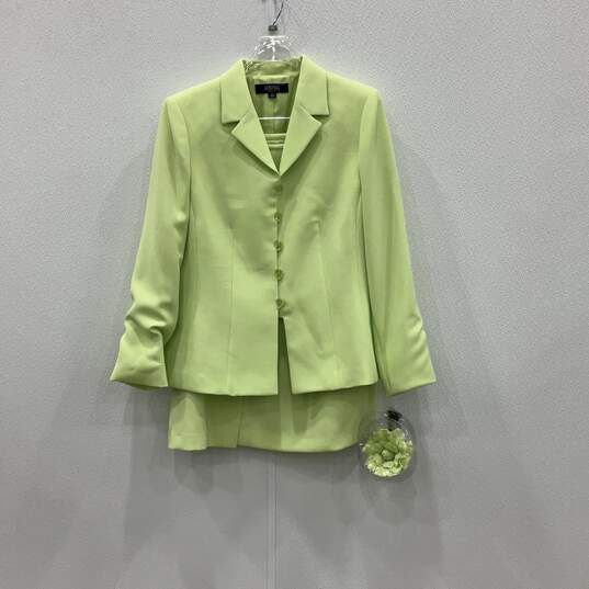 NWT Kasper Womens Green Notch Lapel Single-Breasted 2 Piece Skirt Suit Size 16 image number 1
