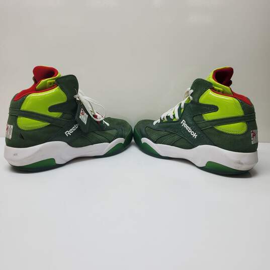 Reebok Shaq Attack Ghost of Christmas Present High Top Sneakers Green Men's 12 image number 4