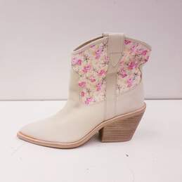 Dolce Vita Nashe Nubuch Pink Floral Women's Booties Ivory Size 8