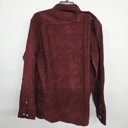 Burgundy Corduroy Long Sleeve Button Up Flannel Shirt alternative image