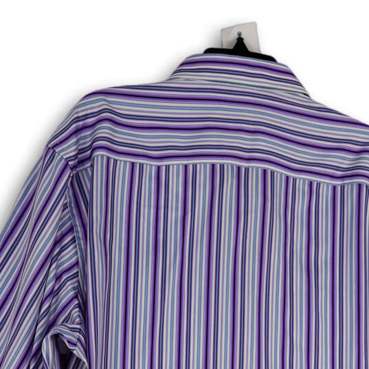 NWT Mens Multicolor Striped Long Sleeve Collared Dress Shirt Size XXL image number 4