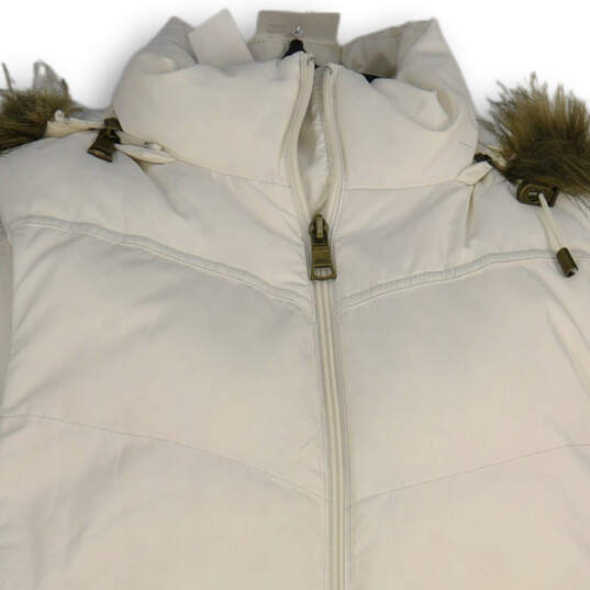 Womens White Mock Neck Detachable Hood Full-Zip Puffer Vest Size M image number 3