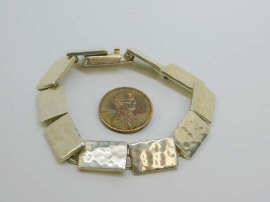 Artisan Sterling Silver Hammered Panel Linked Bracelet 33.4g image number 3