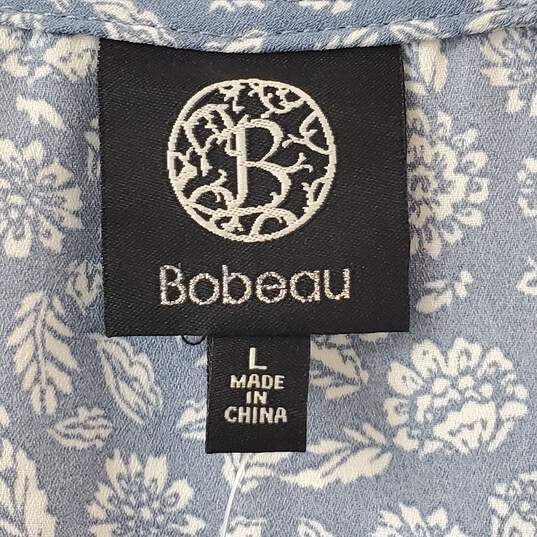Bobeau Blue Floral Print Blouse Size L image number 3