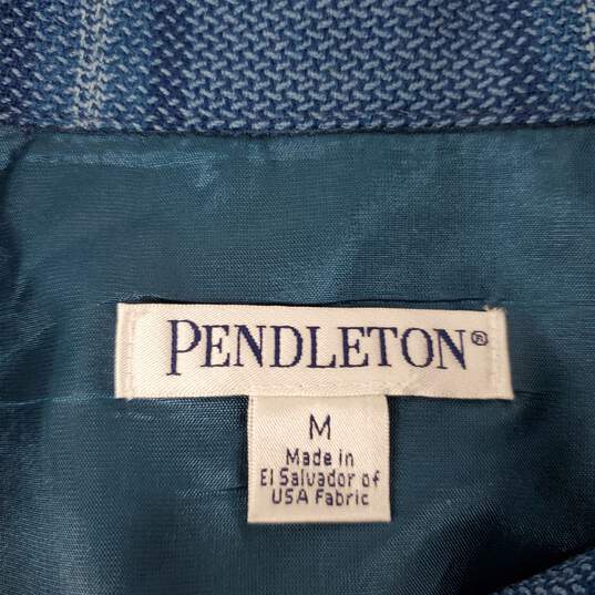 VTG Pendleton WM's 100% Virgin Wool Teal Blue Plaid Button Jacket Size M image number 3