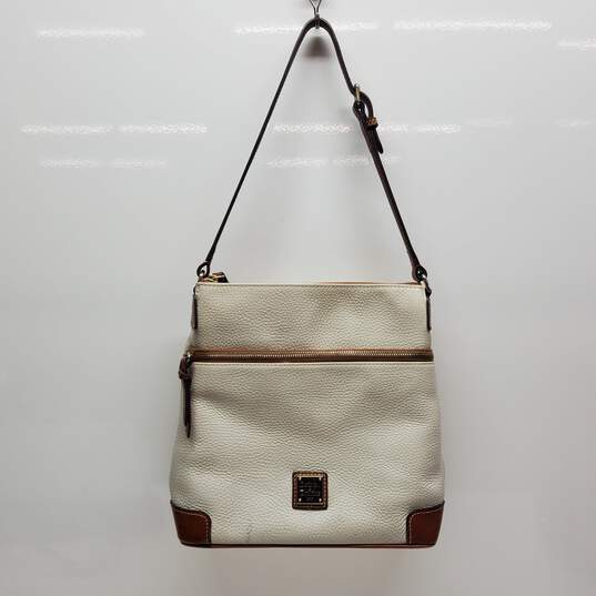 Dooney & Bourke Pebble Leather Crossbody White Letter Carrier Shoulder Bag image number 1