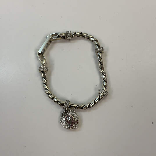 Designer Brighton Silver-Tone Chain Heart Shape Love Charm Bracelet w/ Bag image number 1