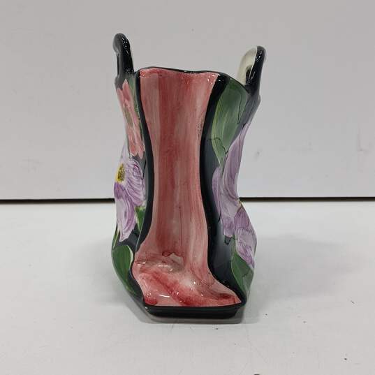 Lavorato Dipinto A Mano  Floral Ceramic Bag Planter Vase image number 4