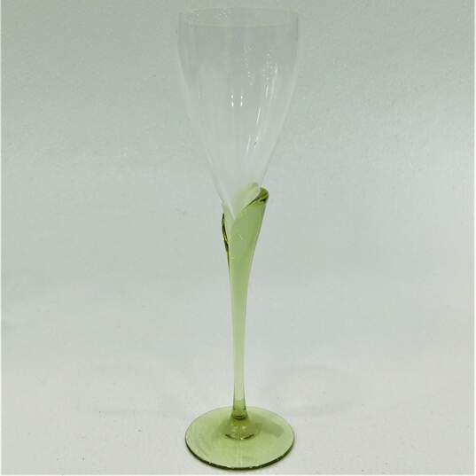 Rosenthal Studio Linie Papyrus Green Tulip Stem Champagne Flutes Glasses Set of4 image number 2