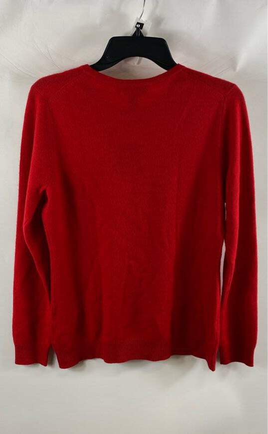 NWT Charter Club Womens Red Cashmere Crewneck Long Sleeve Pullover Sweater Sz M image number 2
