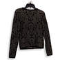 Womens Black Floral Knitted Long Sleeve Button Front Cardigan Sweater Sz S image number 2