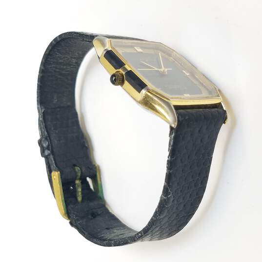 Dufonte By Lucien Piccard Black & Gold Tone Vintage Quartz Watch image number 5